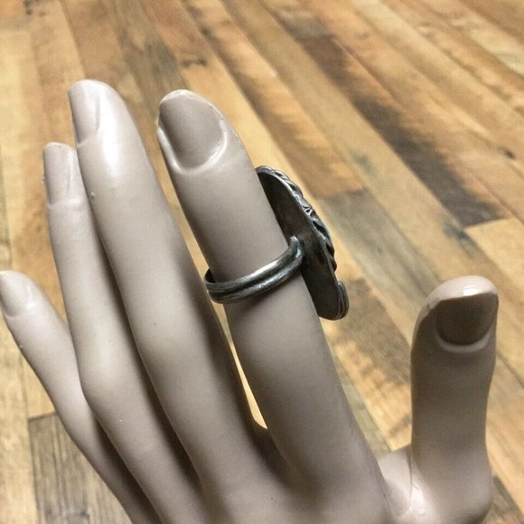 Vintage Handcrafted Navajo Indian Western Sterling and Turquoise Ring Size 3.5 - Picture 6 of 12